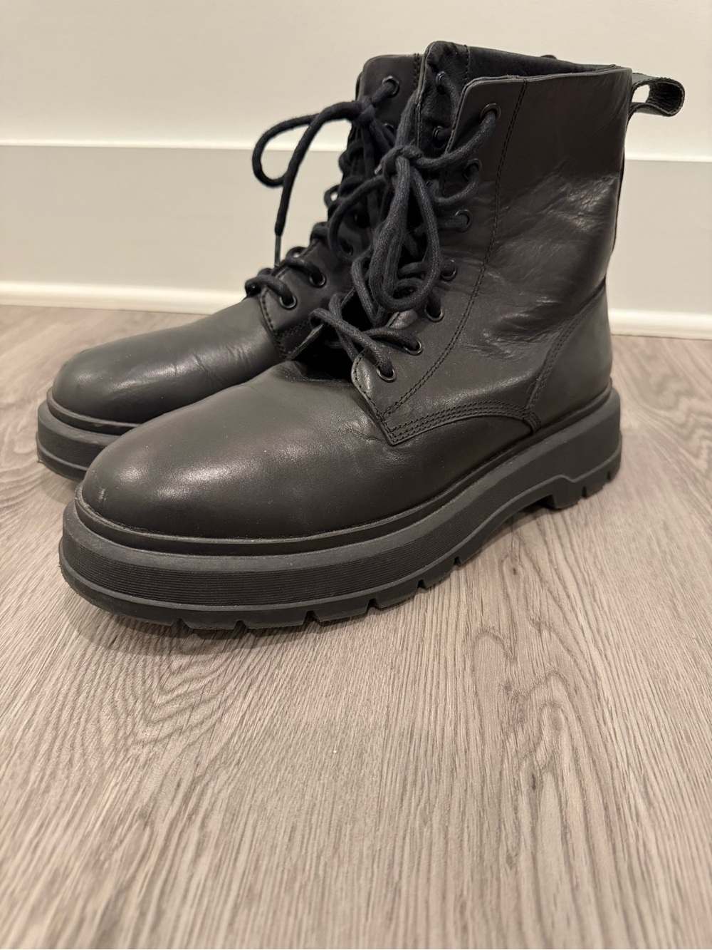 Franco Fortini Black Lace-Up Platform Combat Boots great condition!!